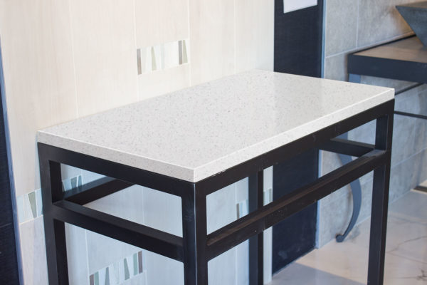 Table With Inspire Sparkling White Countertop Sample
