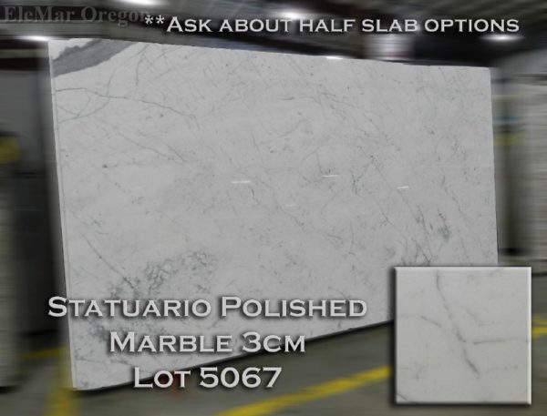 Marble Statuario Polished Marble (3CM Lot 5067) Countertop Sample