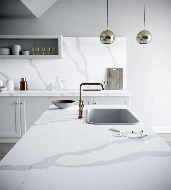 Kitchen With Silestone Bianco Calacatta Countertop View 2
